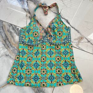 NWT Swim Systems Tankini Top 36DD Siren Halterkini